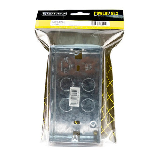 2 Gang Galvanised Steel Flush Back Box, 47mm - Pack of 5