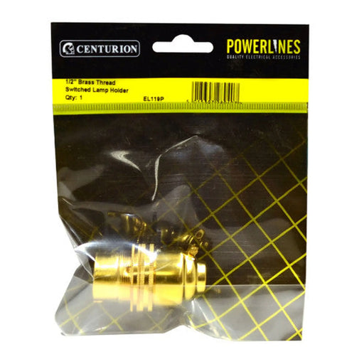 1/2" Brass Thread Switched Lamp Holder - Pack of 5