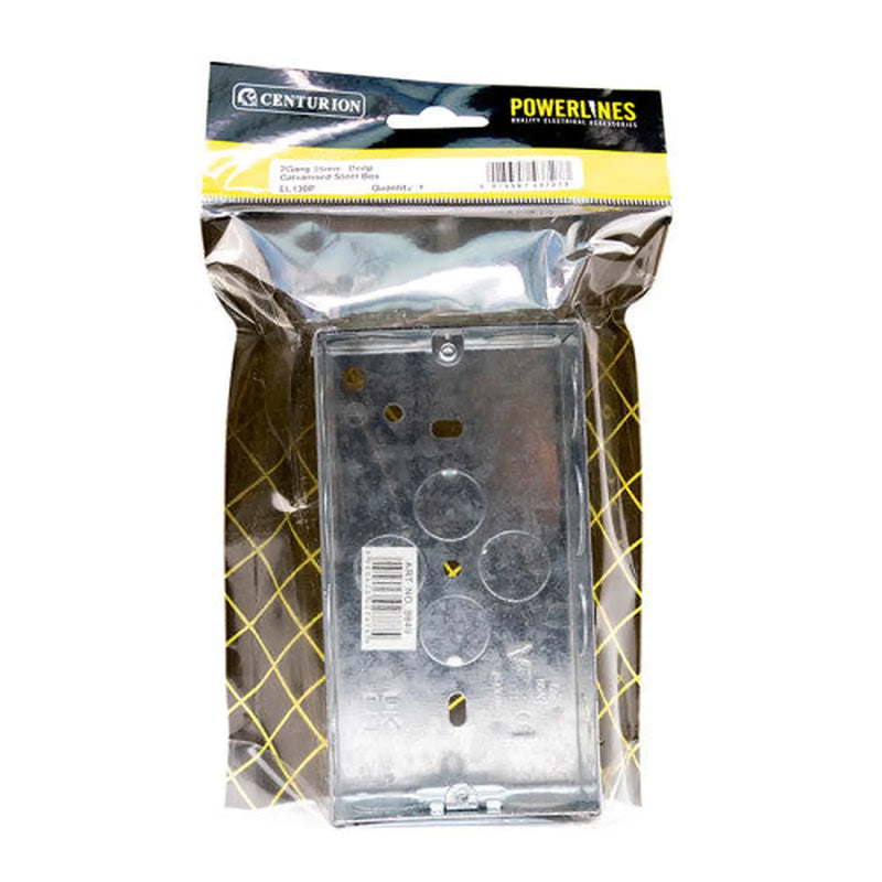 2 Gang 35mm  Deep Galvanised Steel Box - Pack of 5