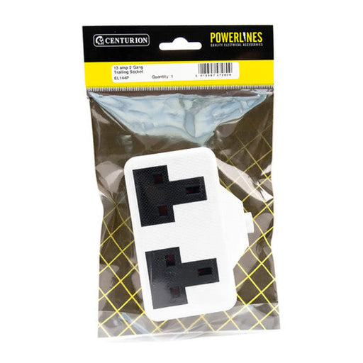 2 Gang White Trailing Socket, 13 Amp - Pack of 5