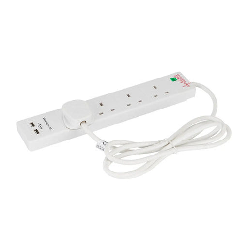 4Gang 2M Extension Lead 2 USB DB