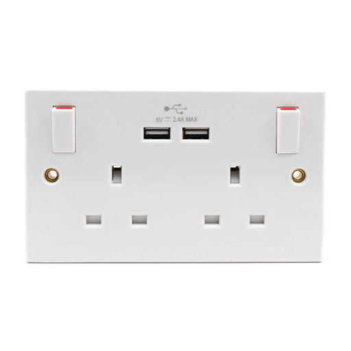 2 Gang Switched Socket with USB