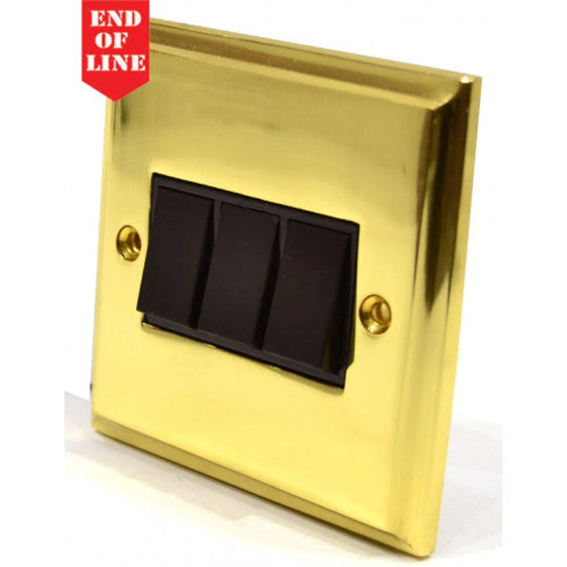 Victorian Brass Triple Switch - Pack of 5