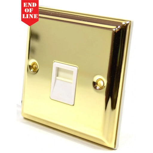 Victorian Brass Secondary Telephone Socket, White Switch - Pack of 5