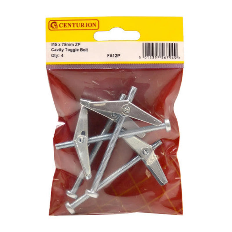 M5 x 75mm ZP Cavity Toggle Bolt 4pk - Pack of 5