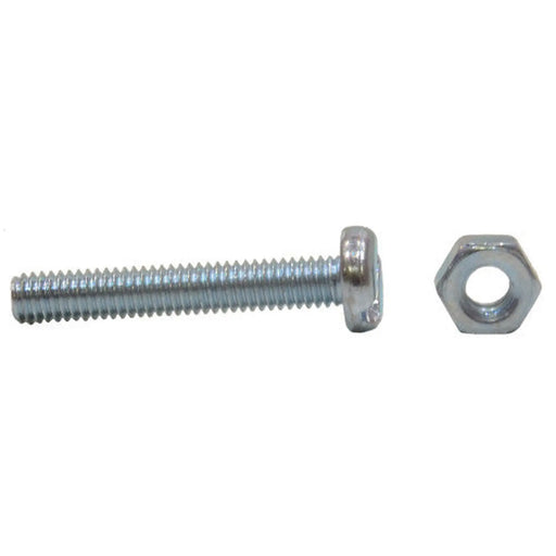 M4 x 25mm Machine Screws & Nuts - Zinc Plated - (100)