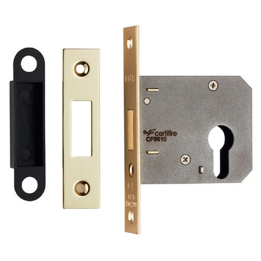 76Mm Dead Lock - Euro - Square - Electro Brassed