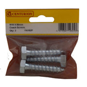 M10 x 50mm ZP Coach Screws  (Pack of 3) - Pack of 5