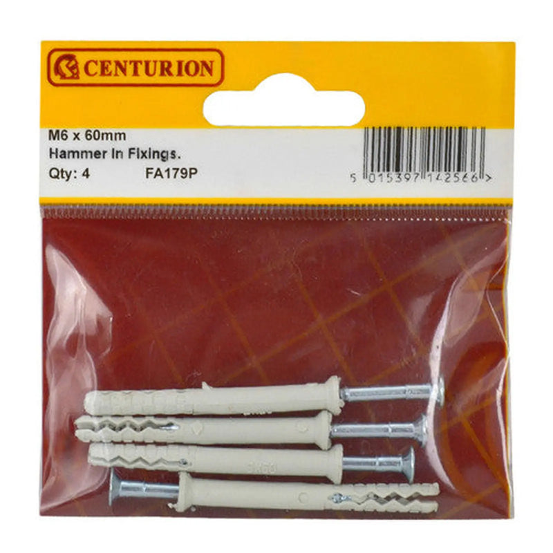 M6 x 60mm Hammer In Frame Fixings  (Pack of 4) - Pack of 5