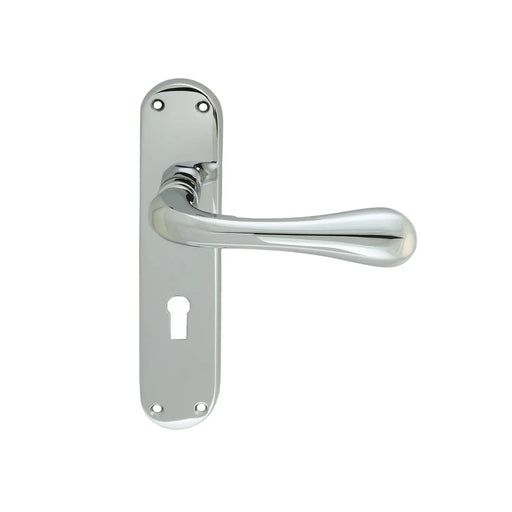 Astro Lever On Backplate - Lock 57Mm C/C Cro (Polished Chrome) - Polished Chrome 185MM X 40MM