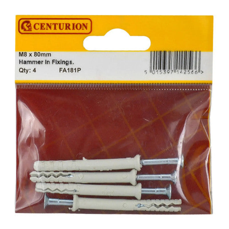 M8 x 60mm Hammer In Frame Fixings  (Pack of 4) - Pack of 5