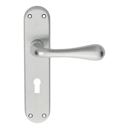 Astro Lever On Backplate - Lock 57Mm C/C Csa (Satin Chrome) - Satin Chrome 185MM X 41MM