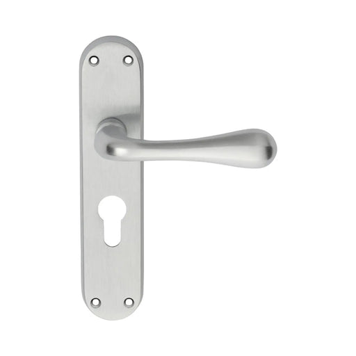 Astro Lever On Backplate - Lock Euro Profile 47.5Mm C/C Csa (Satin Chrome) - Satin Chrome 185MM X 41MM