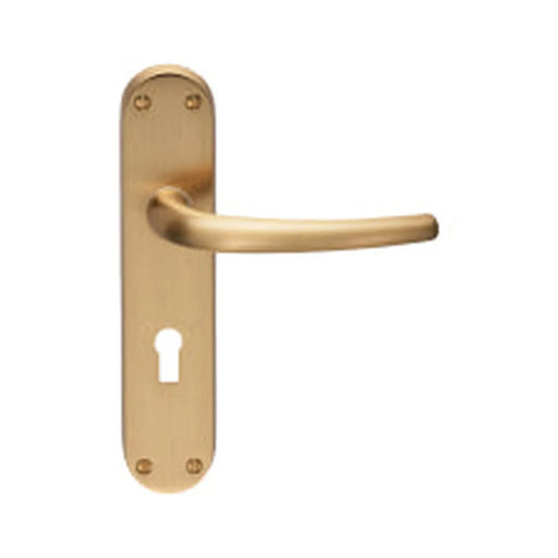 Lilla Lever On Backplate - Lock 57Mm C/C Osa (Satin Brass) - Satin Brass 185MM X 40MM