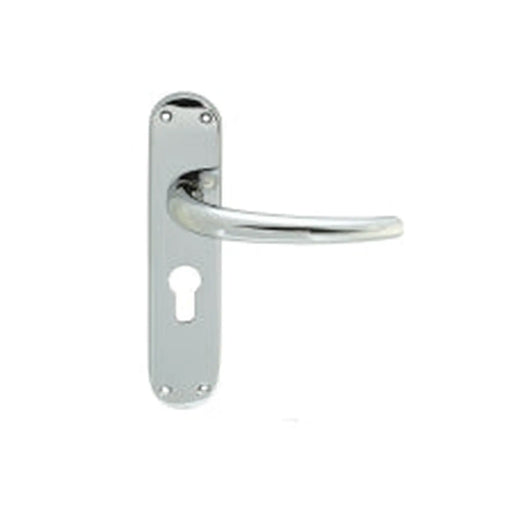Lilla Lever On Backplate - Lock Euro Profile 47.5Mm C/C Cro (Polished Chrome) - Polished Chrome 185MM X 40MM