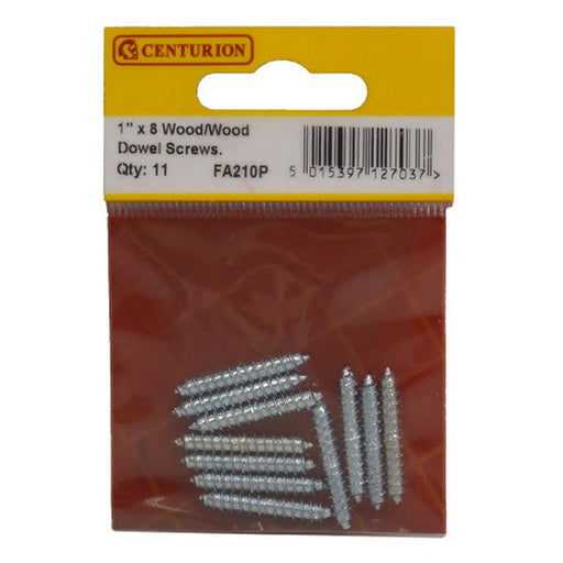 Wood Dowel Screws - 1" x 8 - Zinc Plated - (Pack of 11) - Pack of 5