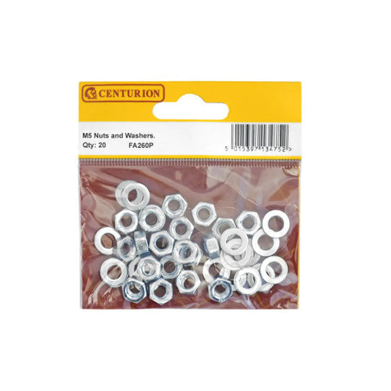 M5 ZP Nuts & Washers  (Pack of 20) - Pack of 5