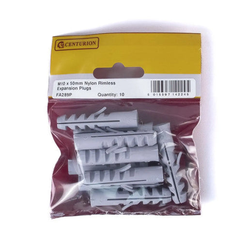 M10 x 50mm Nylon Rimless Expansion Plugs  (Pack of 10) - Pack of 5