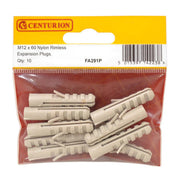 M12 x 60mm Nylon Rimless Expansion Plugs  (Pack of 10) - Pack of 5