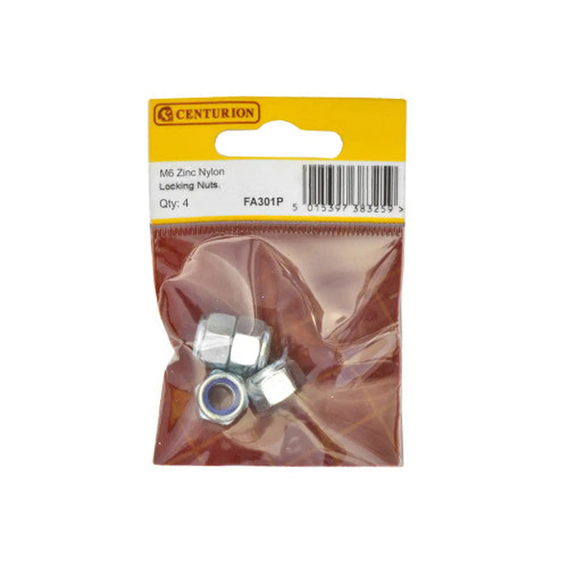 M6 ZP Nylon Locking Nuts  (Pack of 4) - Pack of 5