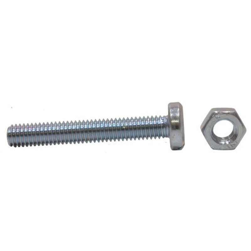 M6 x 50mm Machine Screws & Nuts - Zinc Plated - (100)