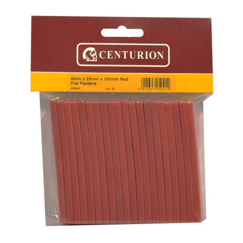 6mm x 28mm x 100mm Red Flat Packers (Pack of 20) - Pack of 5