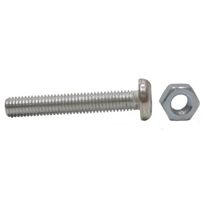 M8 x 50mm Machine Screws & Nuts - Zinc Plated - (100)