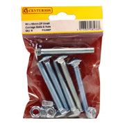 M8 X 65mm ZP Small Carriage Bolts & Nuts (Pack of 6) - Pack of 5