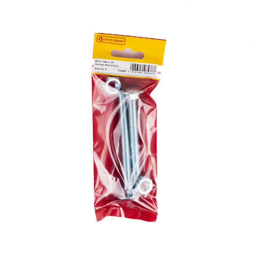 M10 x 100mm ZP Small Carriage Bolts & Nuts (Pack of 2) - Pack of 5