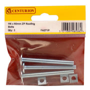 M6 x 60mm ZP Roofing Bolts (Pack of 3) - Pack of 5