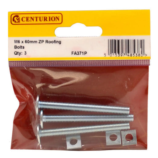M6 x 60mm ZP Roofing Bolts (Pack of 3) - Pack of 5