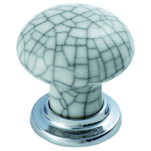 Porcelain Knob With Finished Base 35Mm - Polished Chrome/Matt Chrome 28 ( 37 )
