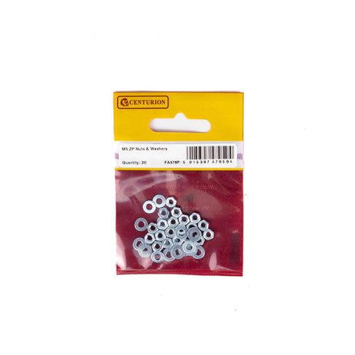 M3 ZP Nuts & Washers (Pack of 20) - Pack of 5