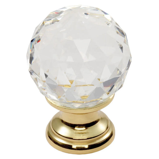 Crystal Faceted Knob With Finished Base 40Mm - Polished Brass 23 ( 40 )