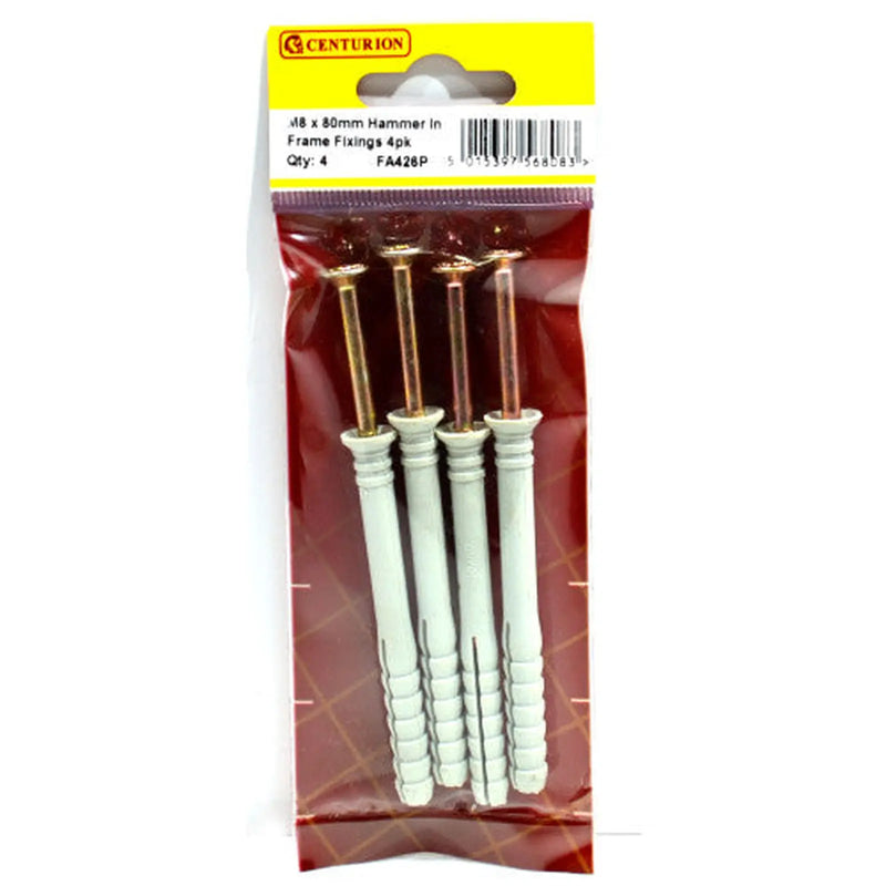 M8 x 80mm Hammer In Frame Fixings 4pk - Pack of 5