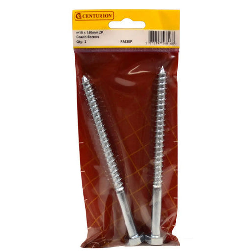 M10 x 150mm ZP Coach Screws (Pack of 2) - Pack of 5