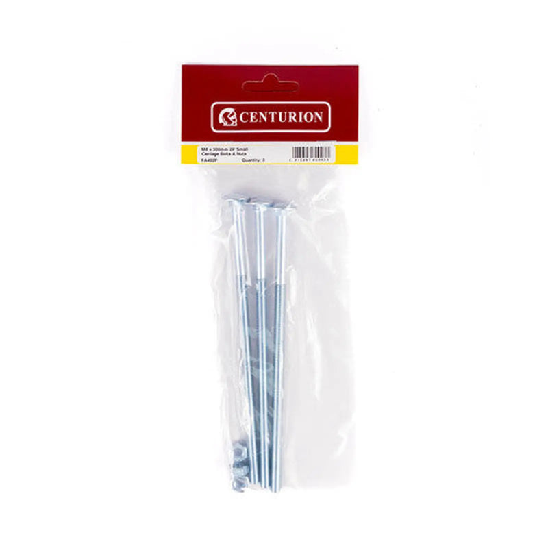 M8 x 200mm ZP Small Carriage Bolts & Nuts (Packs of 3) - Pack of 5