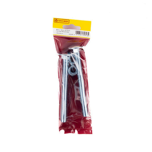 M12 x 130mm ZP Small Carriage Bolts & Nuts (Packs of 2) - Pack of 5