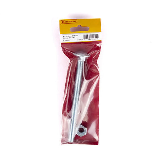 M12 x 150mm ZP Small Carriage Bolts & Nuts (Packs of 1) - Pack of 5