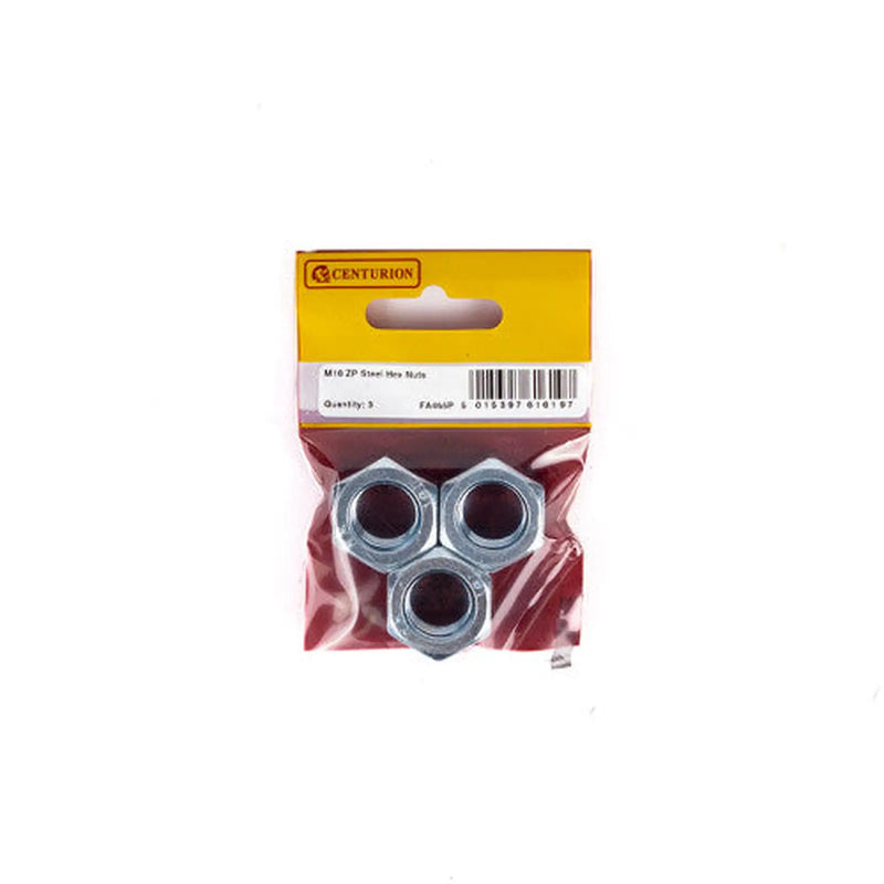 M16 ZP Steel Hex Nuts (Packs of 3) - Pack of 5
