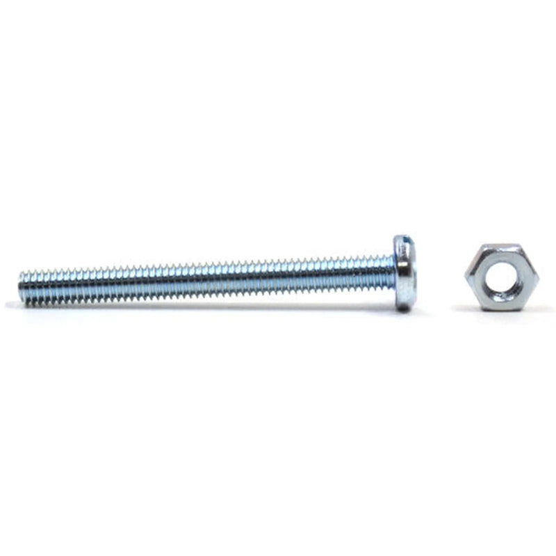 M5 x 30mm Machine Screws & Nuts - Zinc Plated - (100)