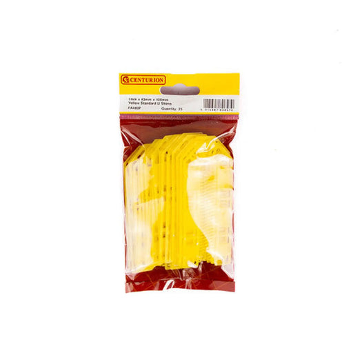 1mm x 43mm x 100mm Yellow Standard 'U' Shim x 20 - Pack of 5