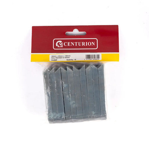 10mm x 43mm x 100mm Grey Standard 'U' Shim x 10 - Pack of 5