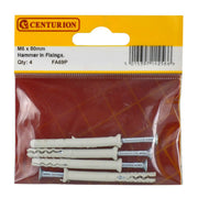 M6 x 80mm Hammer In Frame Fixings  (Pack of 4) - Pack of 5