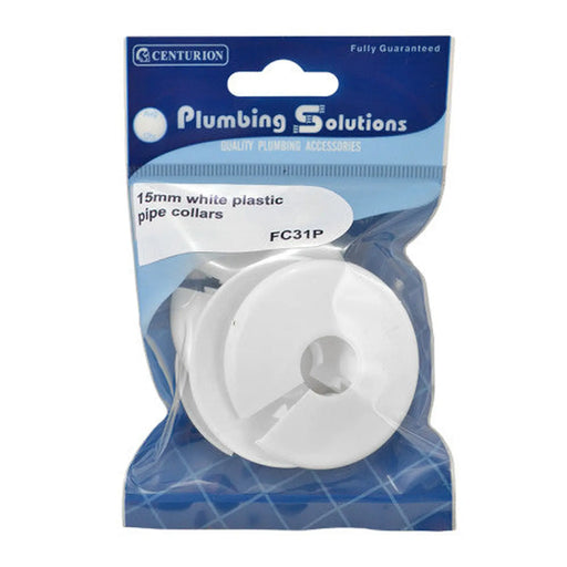 Plastic Radiator Pipe Collars - 15mm - White - 4 Pack - Pack of 5