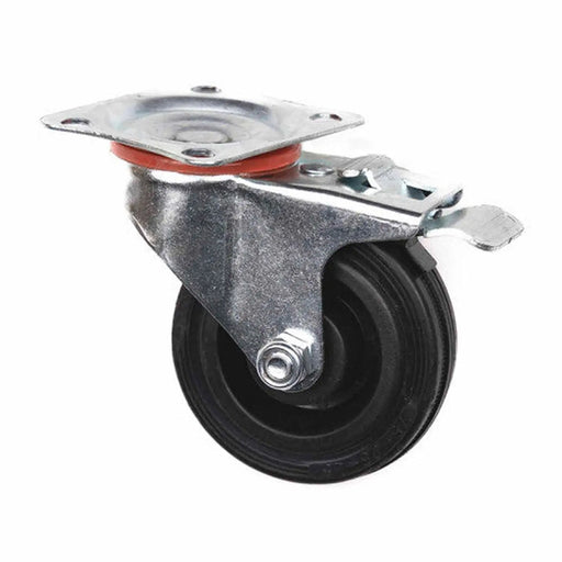 75mm Rubber Swivel with Brake Castor (9022075) - Min Order 2