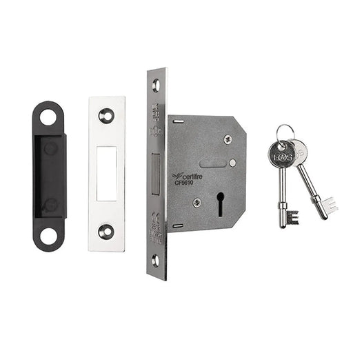 64Mm Dead Lock - 3 Lever - Square - Nickel Plated