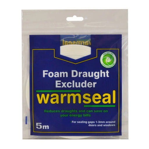 Warmseal PVC Foam Draught Excluder, White, 5m - Pack of 5
