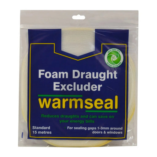 Warmseal PVC Foam Draught Excluder, White, 15m - Pack of 5