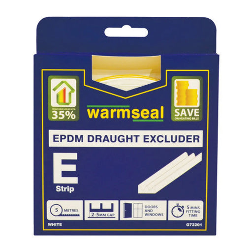 Warmseal 'E' Profile Long-life Foam Draught Excluder, White, 5m - Pack of 5